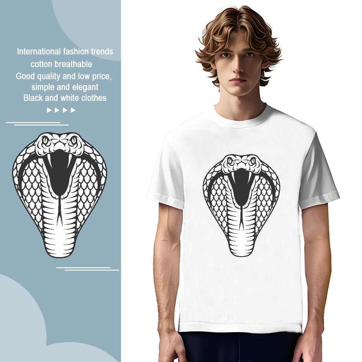T-Shirts for Men 230g 100% Cotton cobra Daily Wear Breathable Crew Neck DIY Logo Oversized Mens Tshirts Fashion Casual Loose Tees
