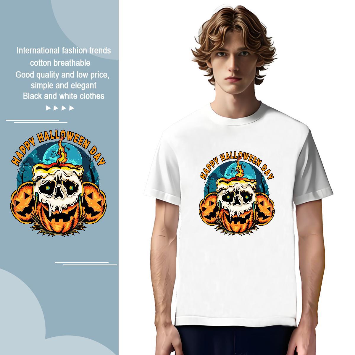 T-Shirts 100% Cotton 230g pumpkin Sport Breathable Crew Neck DIY Printed Men Tees Brand Unisex Tops