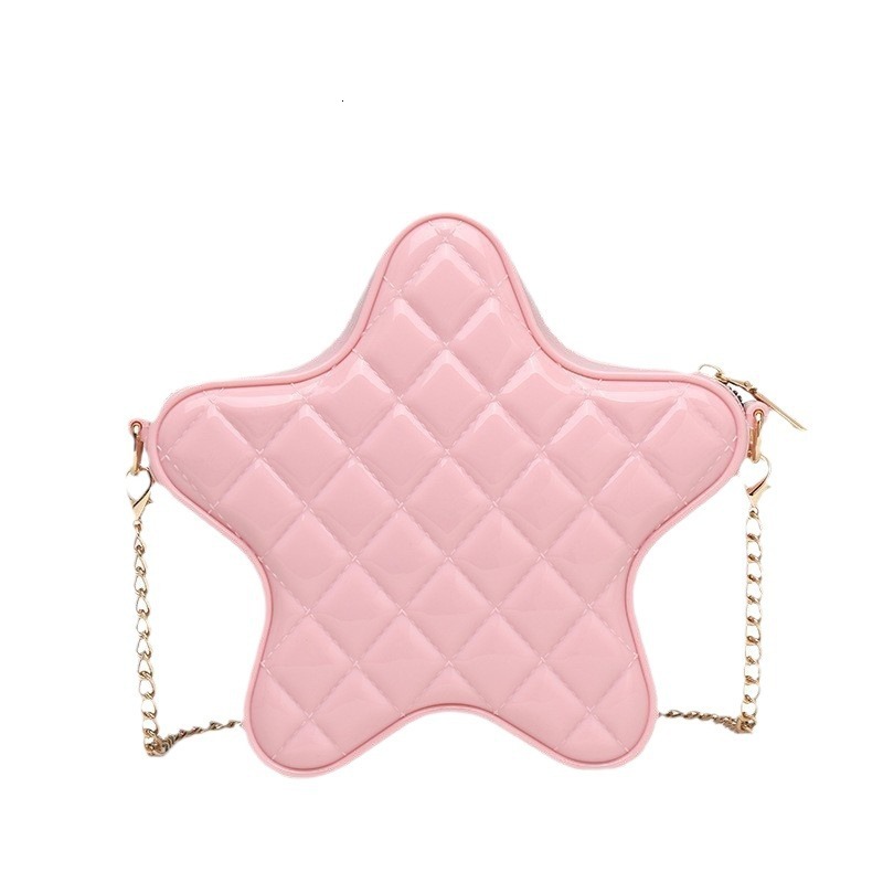 PVC pentagonal Barbie jelly fashionable versatile, diamond grid bag, dirt resistant and easy to wash, summer women's diagonal cross