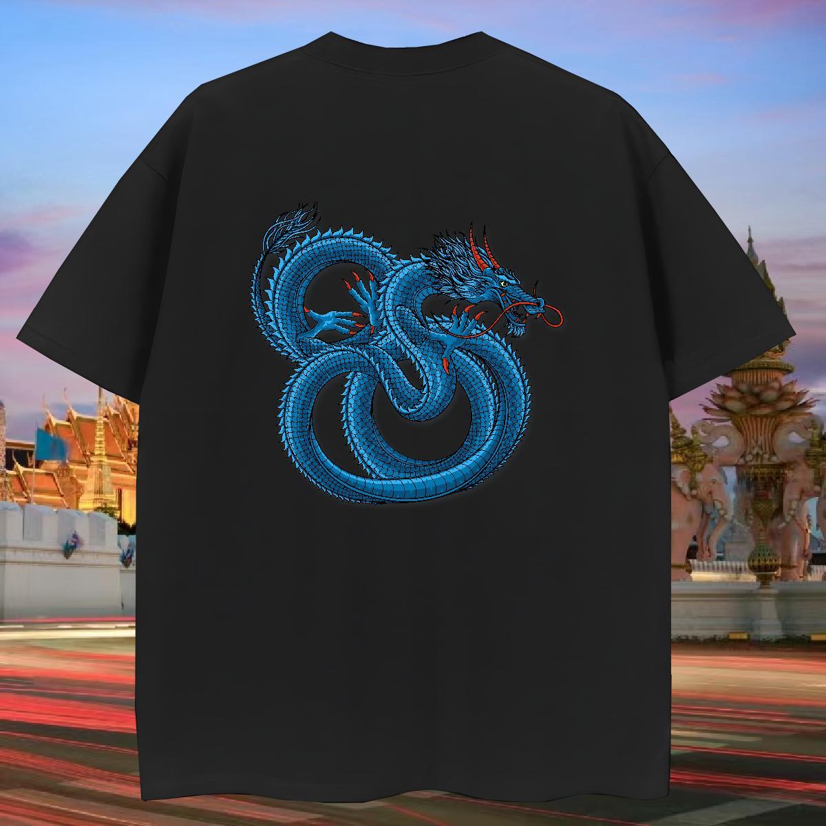 Man T Shirts 230g Cotton dragon Outdoor Breathable Short Sleeve Custom Print Plus Size Men Tops Tees 2024 Summer Cool Polos