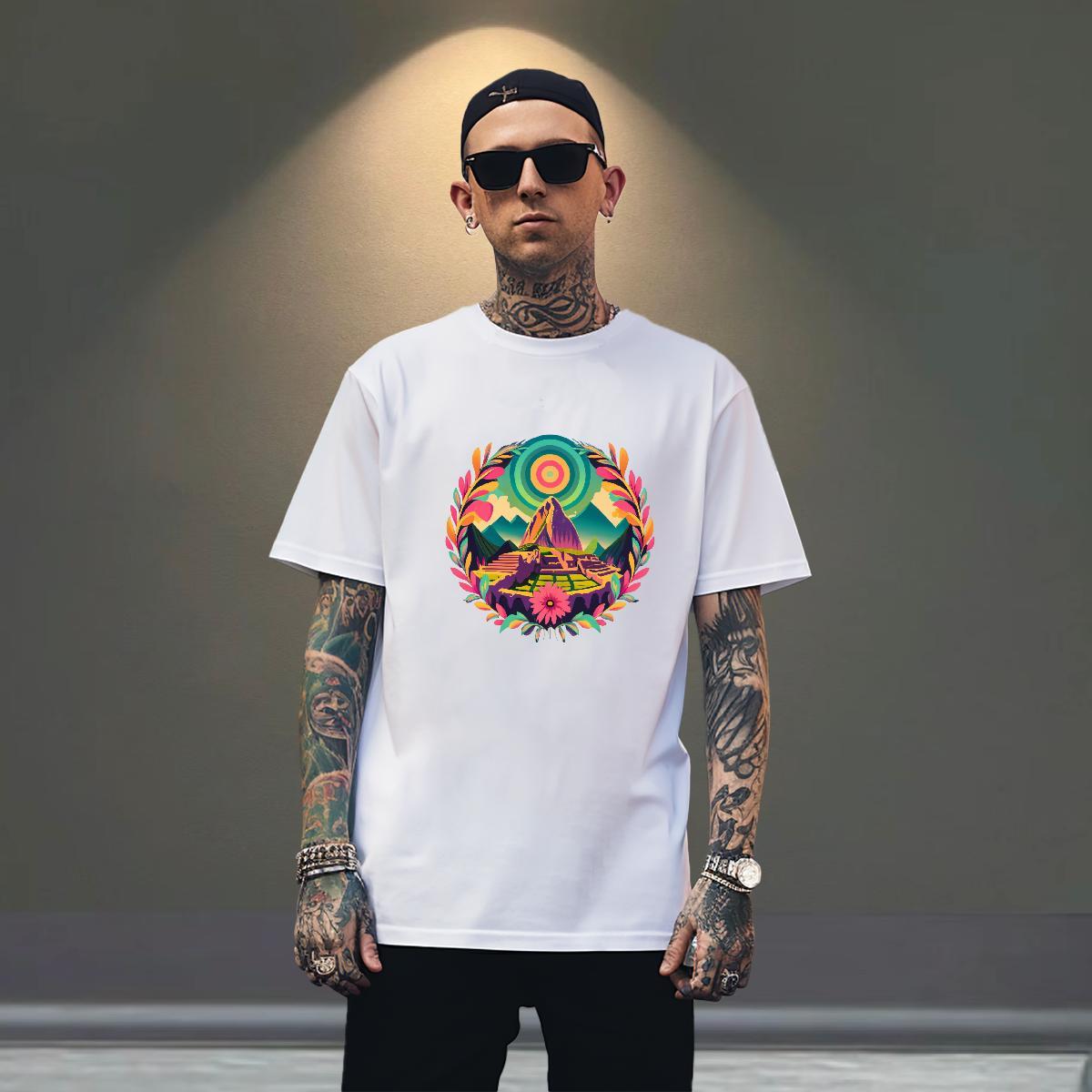 Brand Mens Tshirts Home Outdoor 100% Cotton 230g Black Oversized O Neck Short Sleeves mountains T Shirts Men DIY Tees Shirts