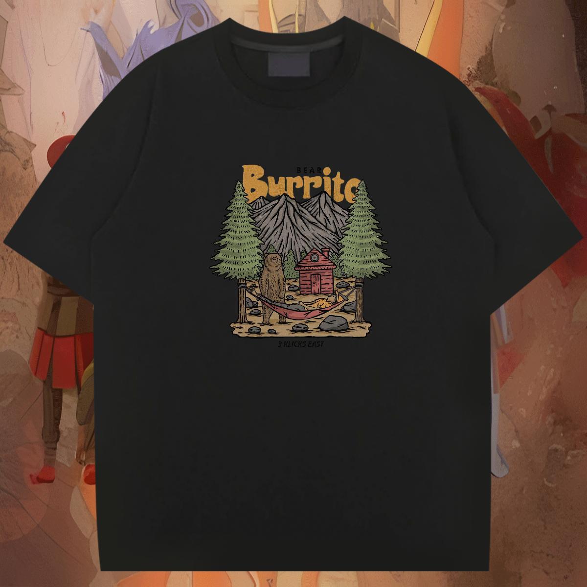 Loose Couples T Shirts Summer Casual 230g Cotton Custom Printing Breathable Short Sleeve mountains T Shirts Men 2024 Tops Shirt