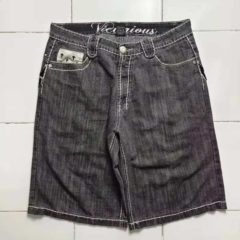 American Y2K Fashion Trend Spot Denim Shorts Mens Street Hip Hop Retro Clown Jeans Couple Casual Loose 240819