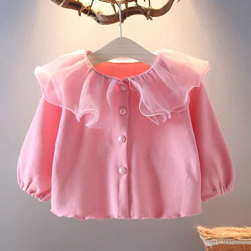 Girls Cardigan Jackets 2022 Fall Winter New Baby Cute Sweet Girls Clothing Kids Children Top Lace Lapel Jacket For Girls AutumnXJ240819