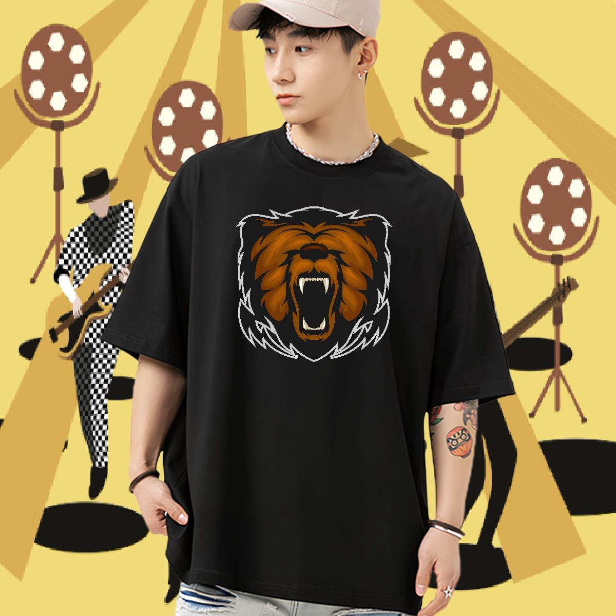 Factory Direct Couples T Shirts lion Casual Daily Wear 230g Cotton Tops Shirt Breathable Soft Cool Design T-Shirts DIY Printed