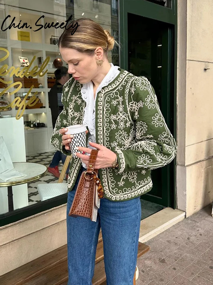Autumn Floral Printed Short Coats Casual O-neck Long Lantern Sleeve Cardigan Women Jackets Lady High Street Outwears 240819