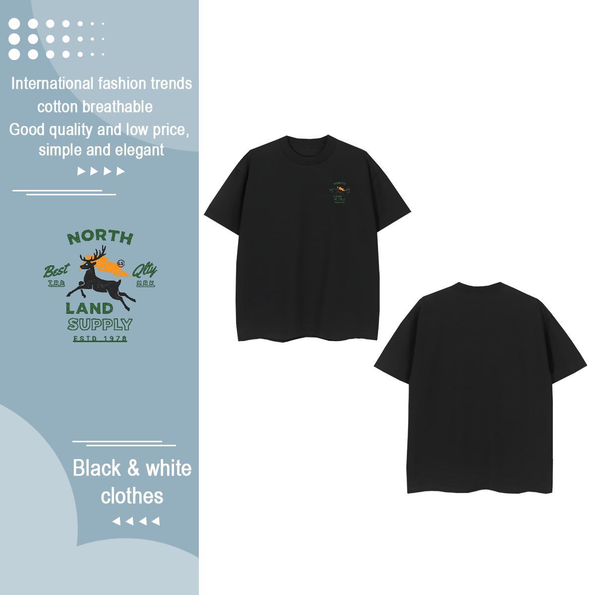 Fashion Casual Couples T Shirts Deer Street wear Hip Hop 230g Cotton Tees Crew Neck TOP Quality T-Shirts for Men Custom Print Plus Size