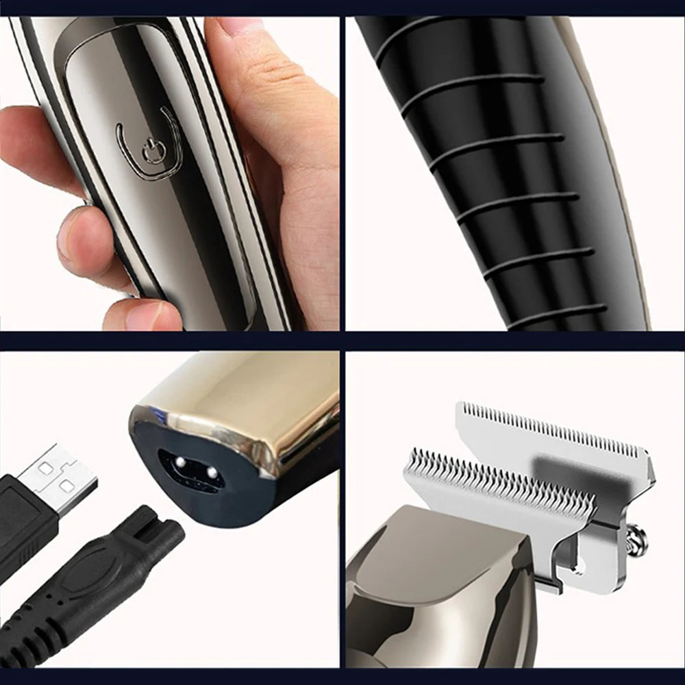 Professional USB Rechargeable Hair Trimmer For Men Barber Washable T-Blade Clipper Baldhead Razor 240808 C260312