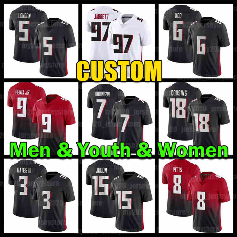 Kirk Cousins 7 Bijans Robinson Football Jersey Matthew Judon Michael Penix Jr. Kyle Pitts Justin Simmons Grady Jarrett Drake London Jessie Bates III Younghoe Koo Vick