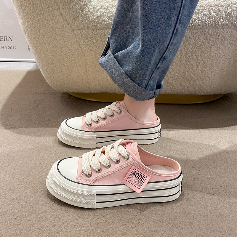 Ddmysports Korean Version Semi Trailer Canvas In Summer New Versatile Student Breathable Thick Soled Board Casual Shoes For Women OUTDOOR