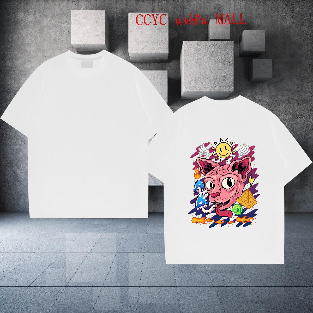 Factory Direct Couples T Shirts cat Casual Beach 230g 100% Cotton Tshirts Crew Neck Breathable Soft T shirt Custom Print Oversized