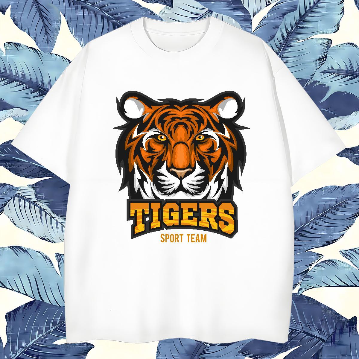 Comfortable Mens T Shirts tiger Breathable Casual Beach Customized 230g Cotton Men Clothes T-Shirt Classic Casual Clothings