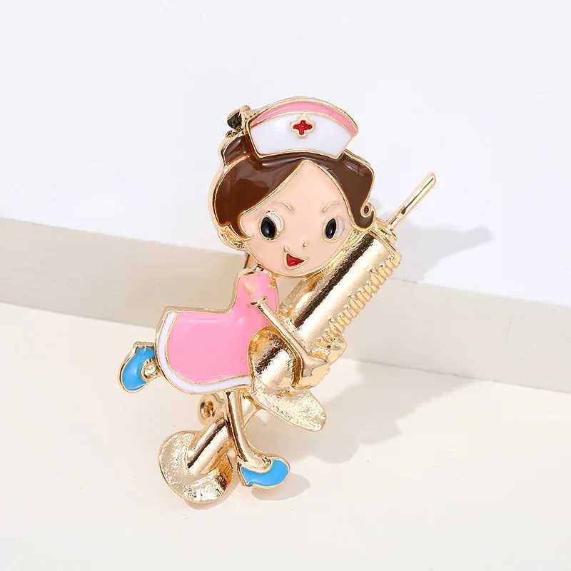 Cute enamel nurse shaped pin womens brooch fashionable jewelry medical doctor nurse student gift lapel brooch badge gift W240815