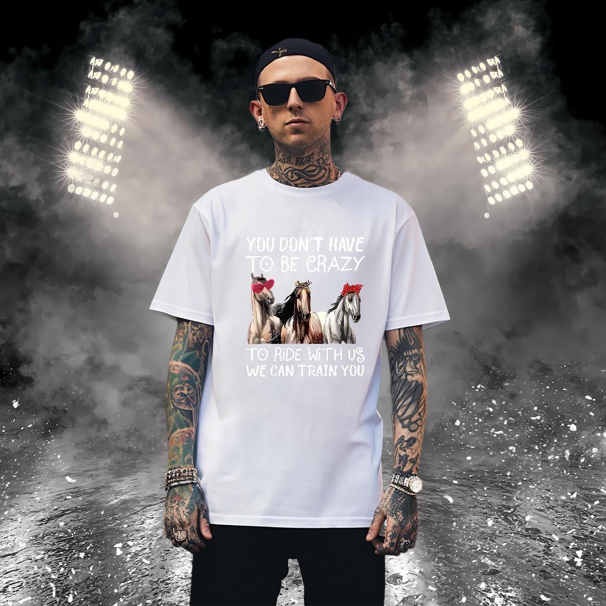 Comfortable T shirt horse Round Neck Short Sleeve Daily Wear Anime Print 100% Cotton 230g Men Tops Tees Fashion Design Tops Shirt