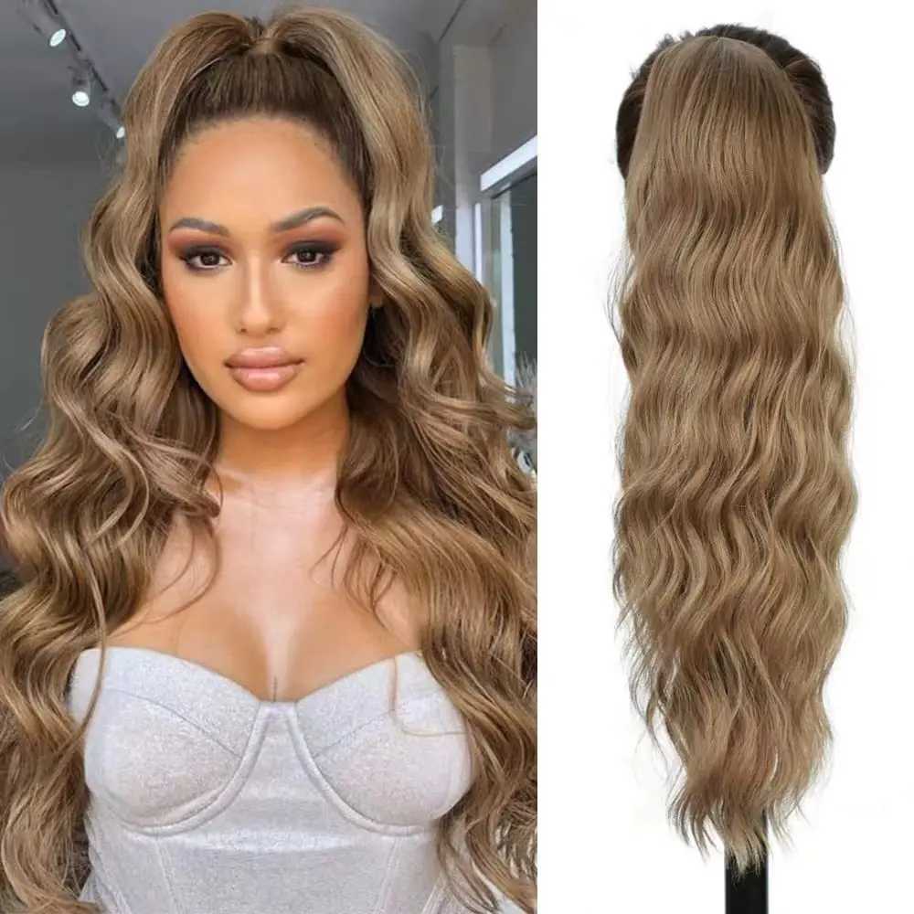 Synthetic fiber water tear long curly hair string ponytail W240817