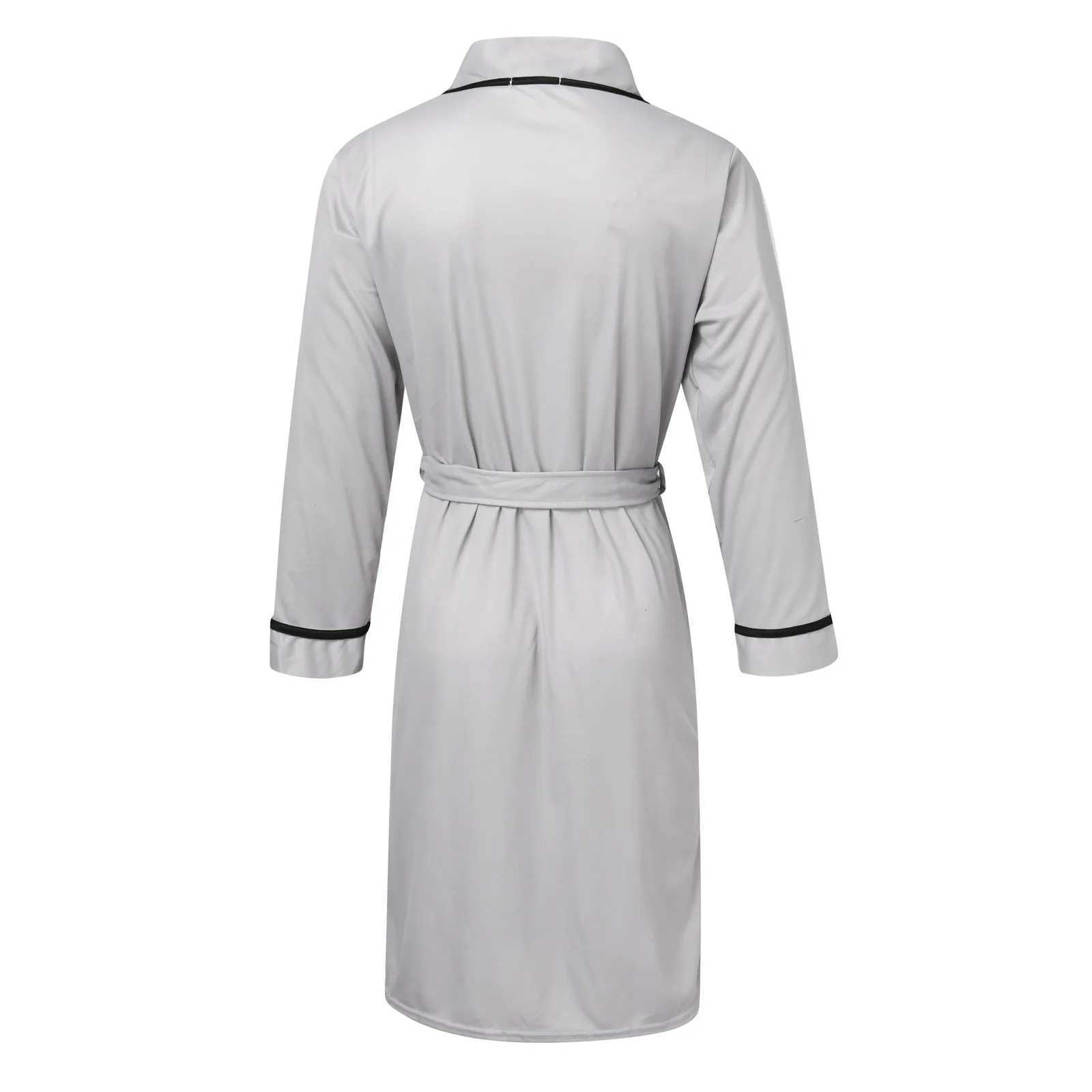 Cotton bathroom mens spring and summer solid color pajamas home clothing long sleeved medium long sleeved mens yukataW240719