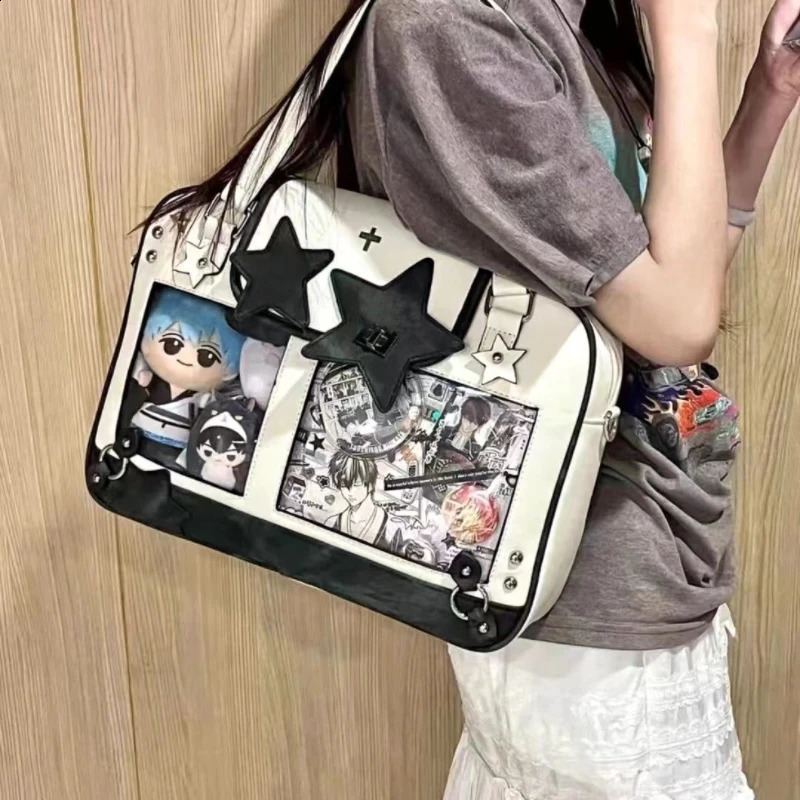 Y2K Trendy Star Ita Bag Lolita Girl Transparent Pocket Womens DIY Display Shoulder Bag Fashion Crossbody Bag Cute Purse Handbag 240819