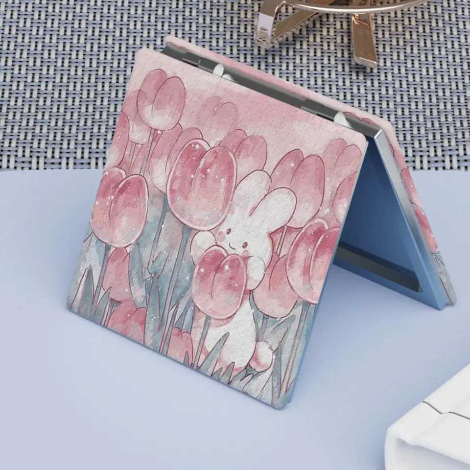 1pcs Tulip Bunny Cute Compact Mirror Makeup Mirror Square Folding Double-Sided Make Up Mirror Pocket Portable Compact For Girls Y240819