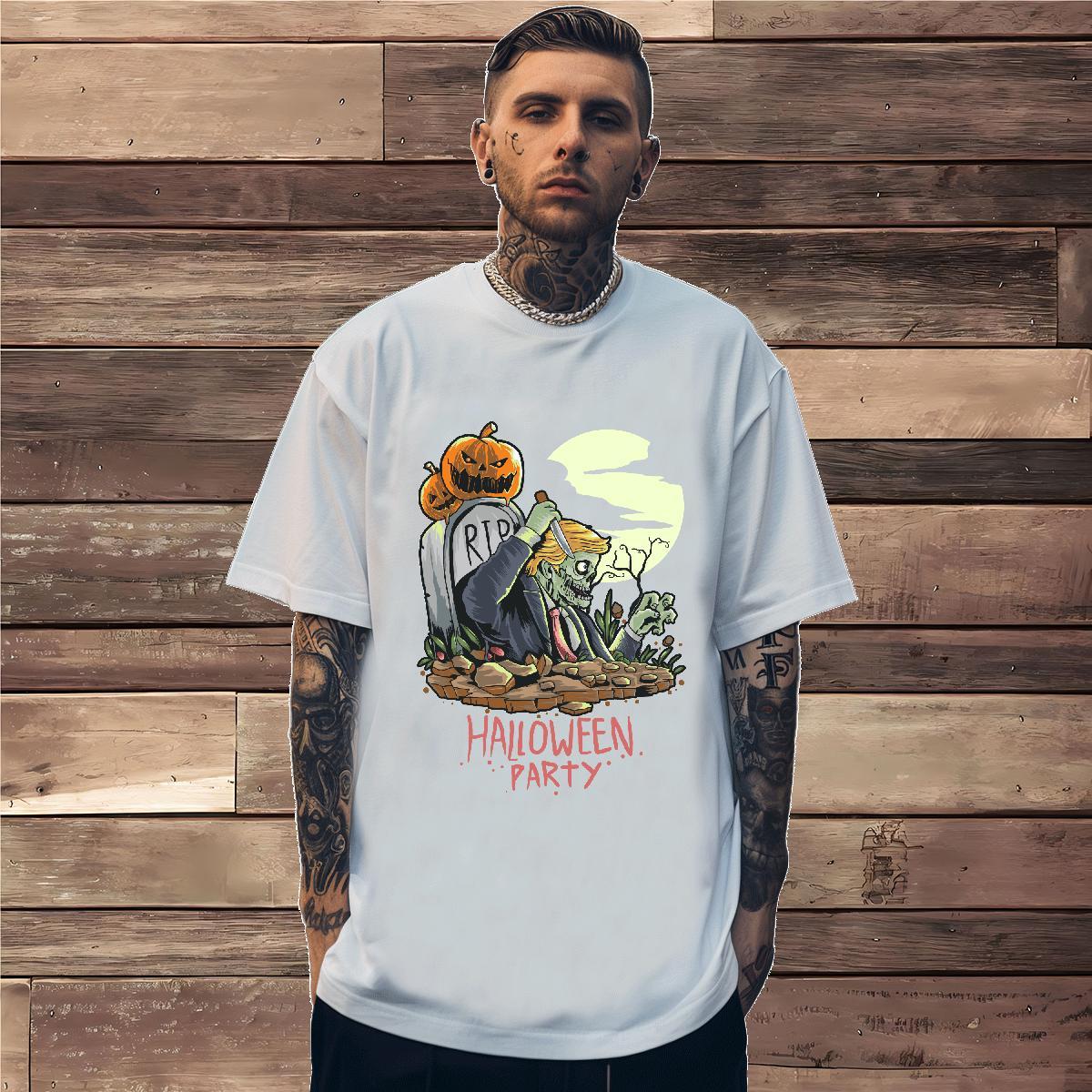 Cool Design Men T Shirts halloween Breathable Soft Home Outdoor DIY Logo Oversized 230g Pure Cotton Tshirts Classic Polos
