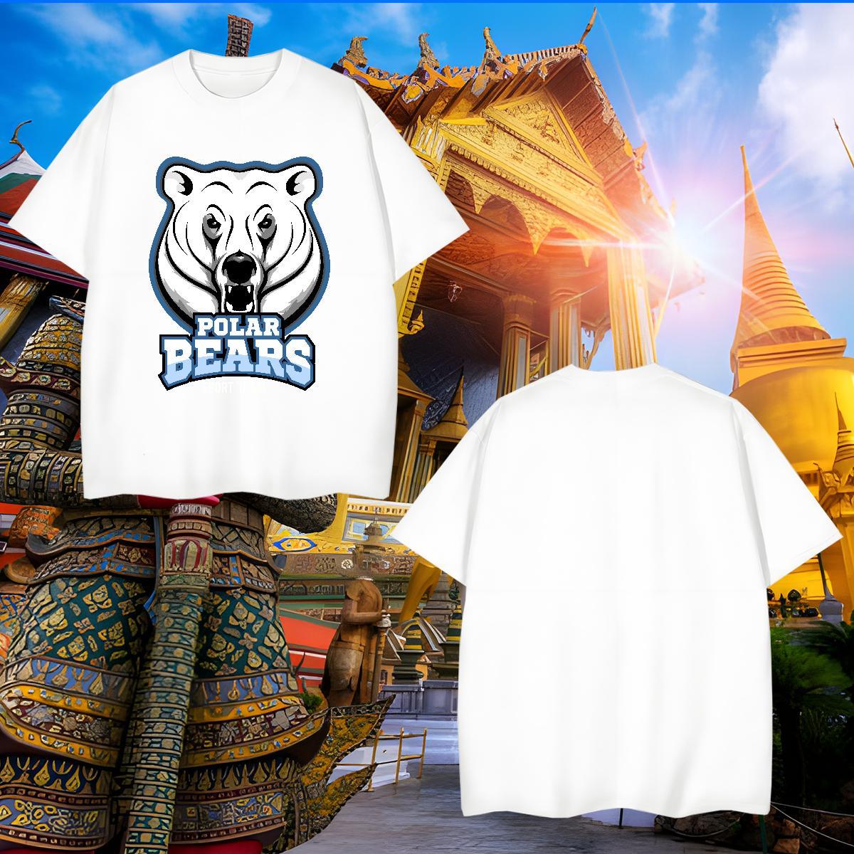 Loose T Shirts Men bear Breathable Crew Neck Sports Casual Custom Print Oversized 230g Cotton Men Tops Tees 2024 New Top Tees