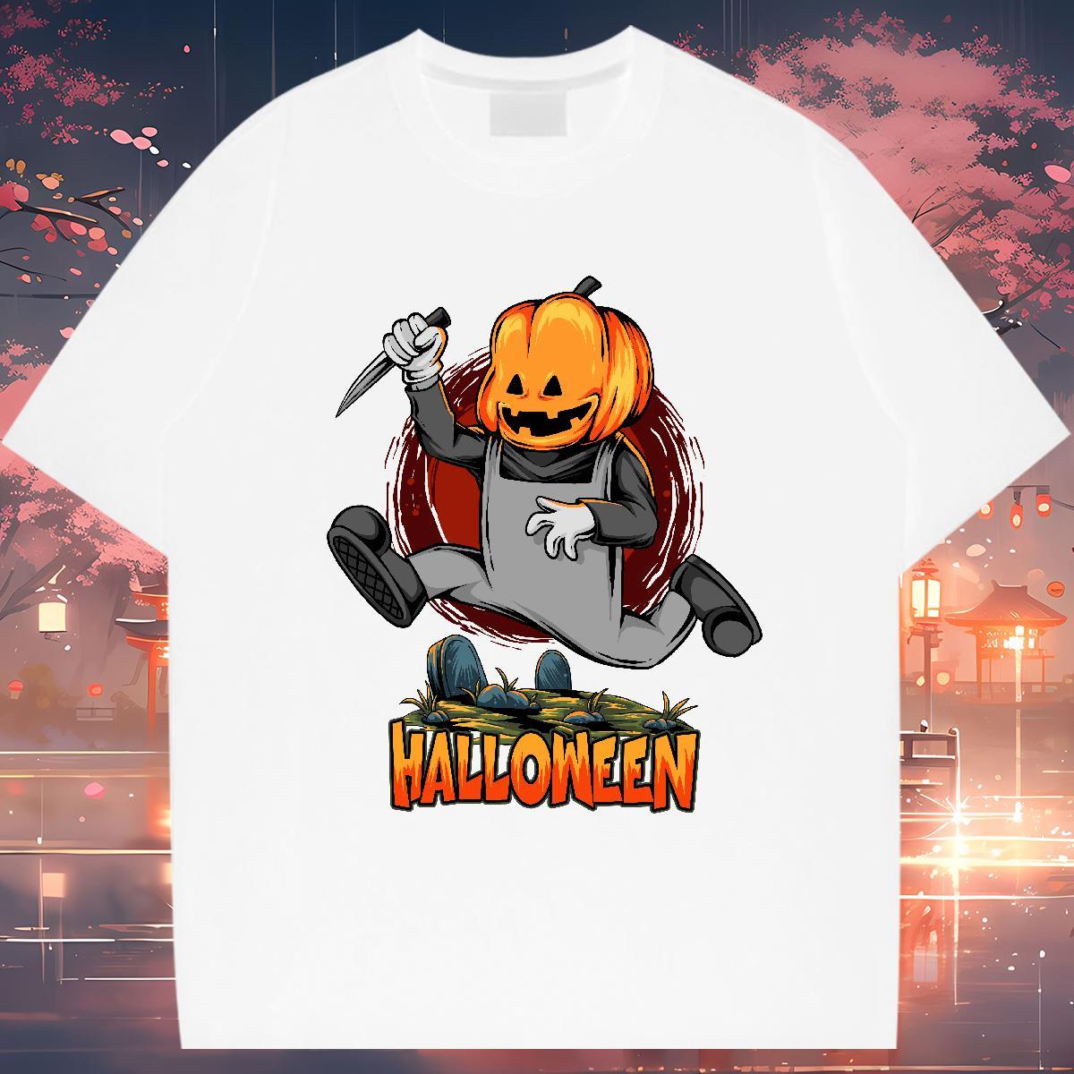 Brand T shirt halloween Breathable Short Sleeve Casual Daily Wear Custom Big Size 100% Cotton 230g Men Tops Tees Classic Casual Tees Shirts