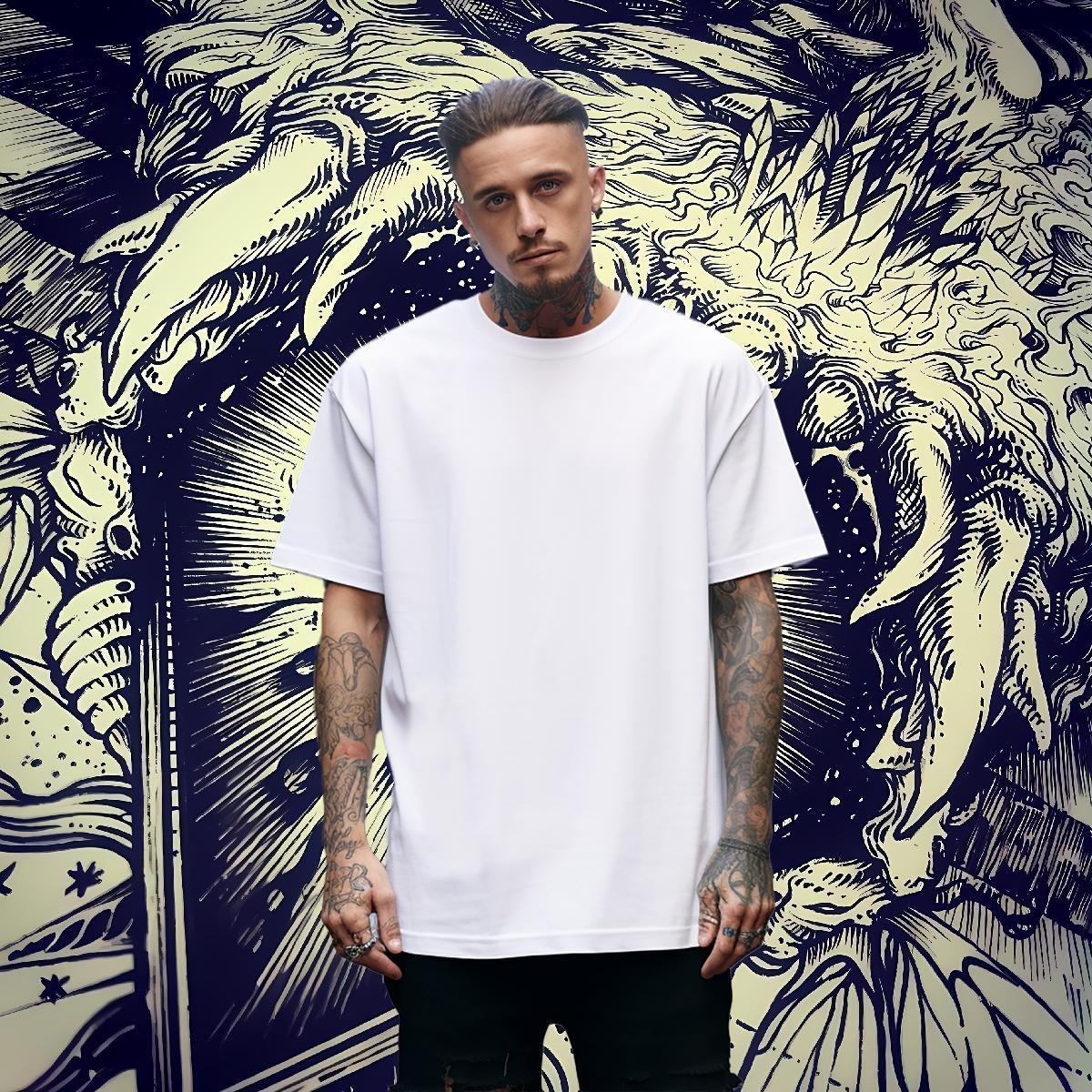 Comfortable Men Tops Tees Home Outdoor 100% Cotton 230g DIY Printed Crew Neck Breathable Fishing T-Shirts for Men 2024 DIY Tops Shirt