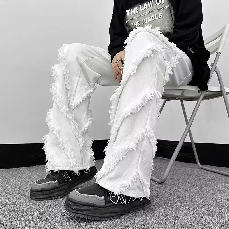 Cyber Y2K Streetwear Black Baggy Stacked Flare Jeans Pants For Men Straight Loose Women Cotton Long Trousers Pantalon Homme 240819