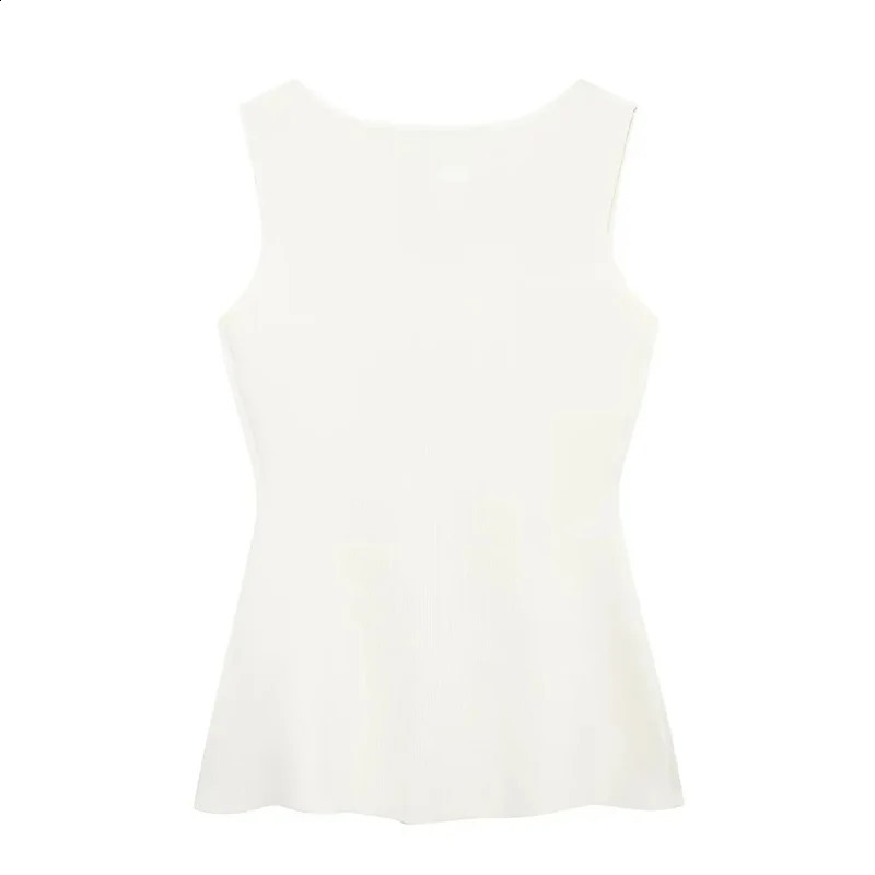 Yuyang womens fashionable plain knitted vest with gold buttons Oneck sleeveless 240819