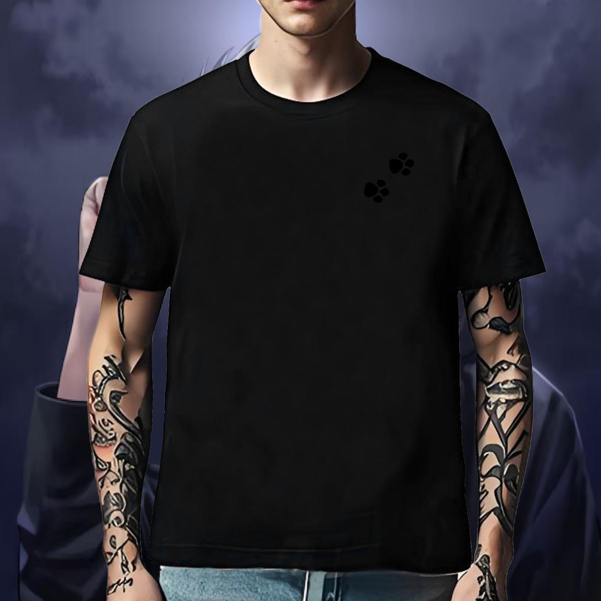 Free Shipping Mens Tshirts dog's paw Beach 230g 100% Cotton Tee Shirt Breathable Short Sleeve Loose Man T Shirts Customized Print