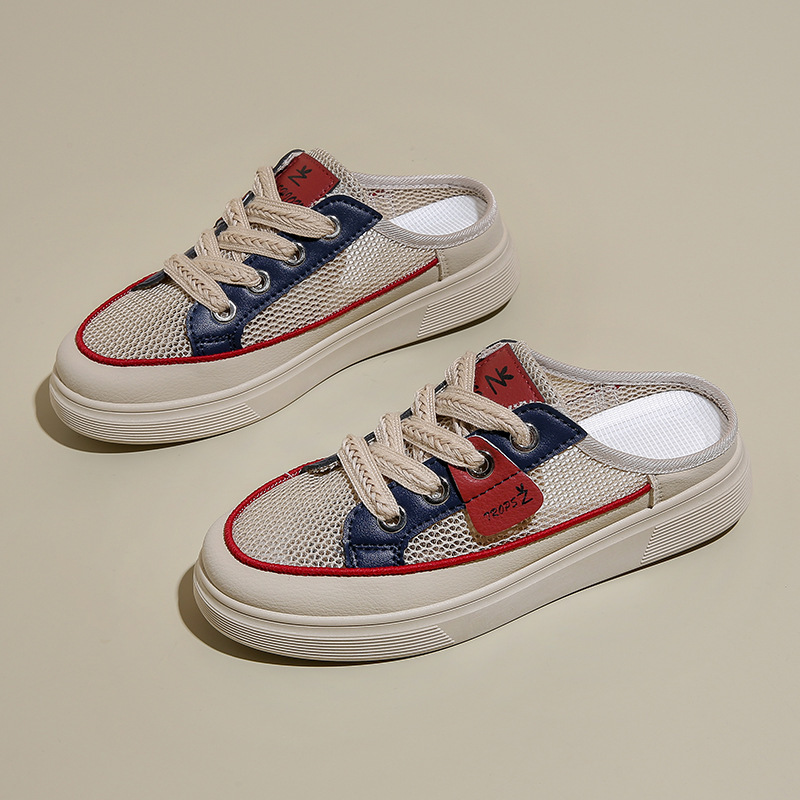 Ddmysports Summer New Instagram Korean Edition Open Mesh Ollow Small White For Female Students Versatile Casual Alf Slippers Women S Shoes Trend Q OUT