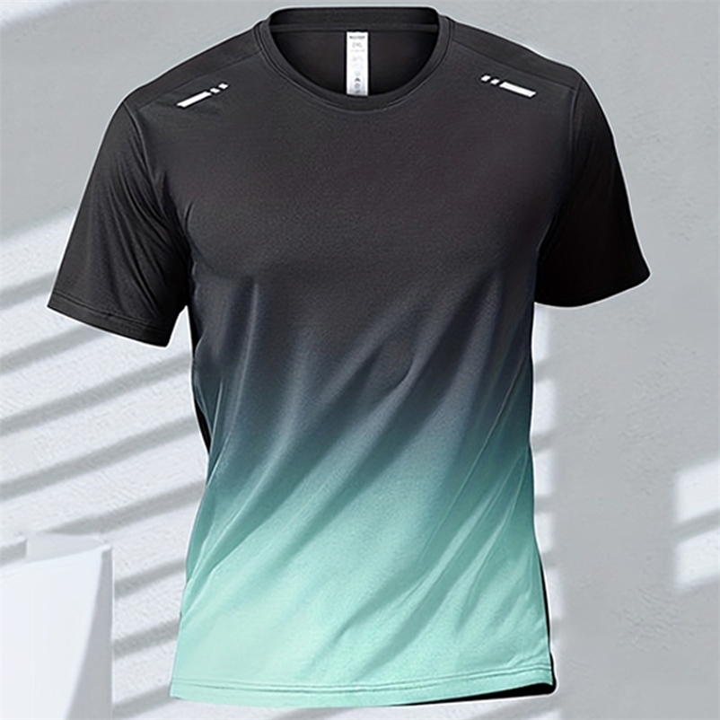 Summer Mens TShirt Badminton Quick Dry Boxing Training short sleeve Casual Sportswear Running Tops Man Gradient Clothes y240819