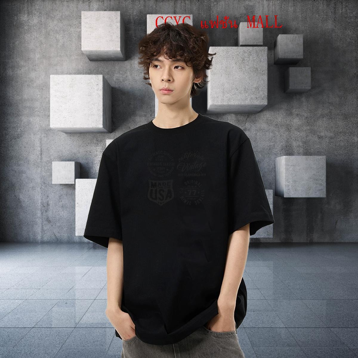 Cool Men Tshirts Daily Wear 230g 100% Cotton Anime Print Crew Neck Breathable letter T-Shirts for Men 2024 DIY Tops