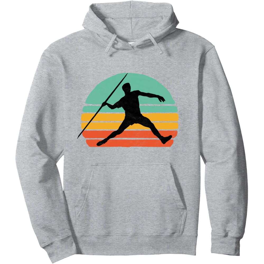 Hoodie for Mens Womens Vintage Vibe Track Field Javelin Thrower 80's Pullover Hoodie Hoodies sweatshirt pullover jacket Long sleeve