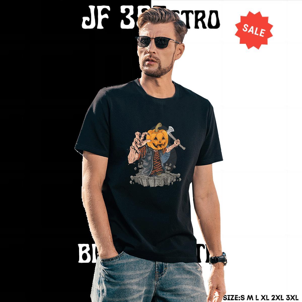 Popular T-Shirts halloween Short Sleeve O-Neck Street Casual Plus Size Custom 230g Pure Cotton Men Tees 2024 DIY Polos