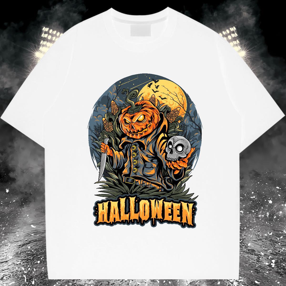 Designer T-Shirts for Men halloween O Neck Short Sleeves Home Outdoor Plus Size Custom 100% Cotton 230g Men Tshirts Factory Direct Tops Shirt