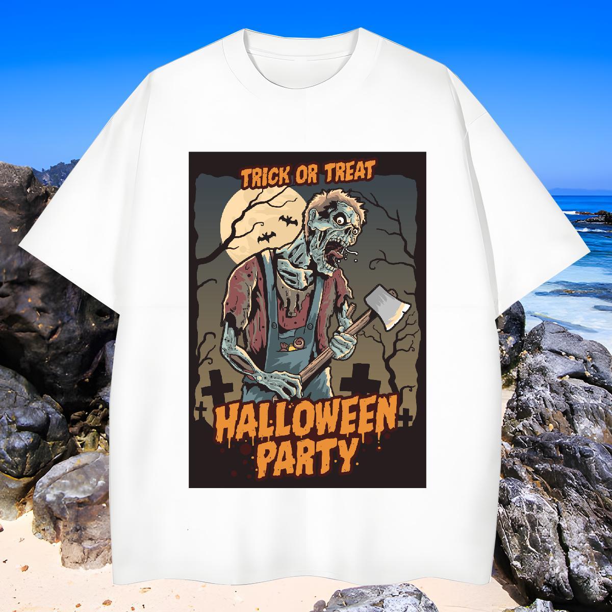 High Quality T-Shirts for Men halloween Round Neck Short Sleeve Casual Graphic 100% Cotton 230g Men Clothes T-Shirt Free Shipping Top Tees