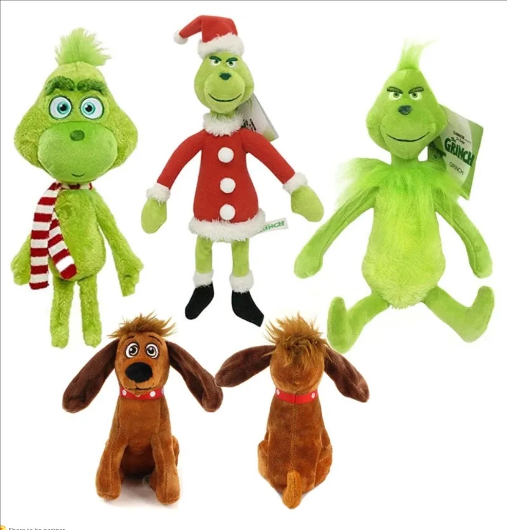 1PC Stole Plush Toys green Grinch stuffed toy Max Dog Doll Soft Stuffed Cartoon Animal Peluche for Kids Christmas Gifts GG0820