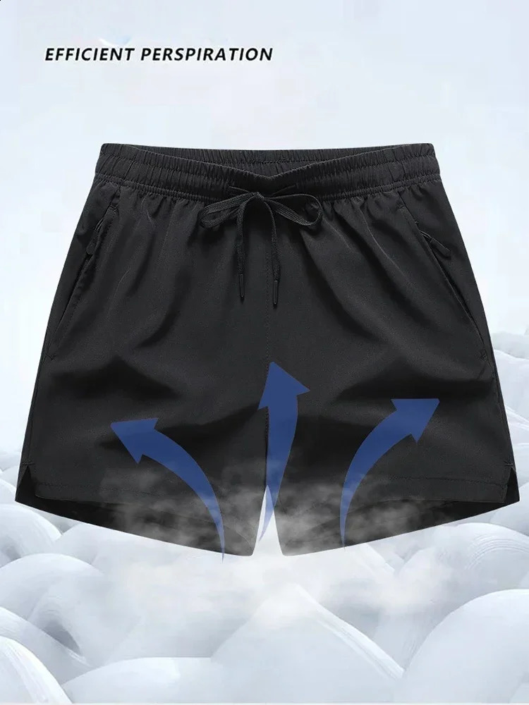 mens sports and leisure 34 shorts with ice silk lightweight sweat absorbing outdoor quick drying running fitness loose pants 240819