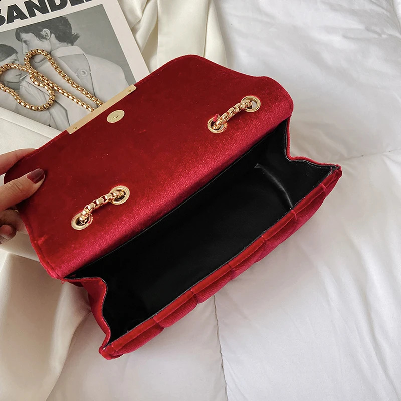 VELOUR Chain Handbag Purse Women Crossbody Bags Trendy Shoulder Messenger Tote High Quality 240819