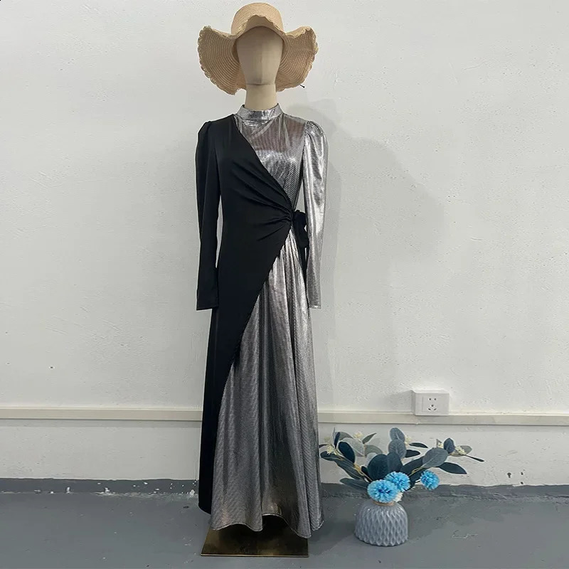 Fashion Sequin Patchwork Dresses For Women Spring Autumn Ladies Slim Solid Long Sleeve Dress Female Evening Party Vestido 240819