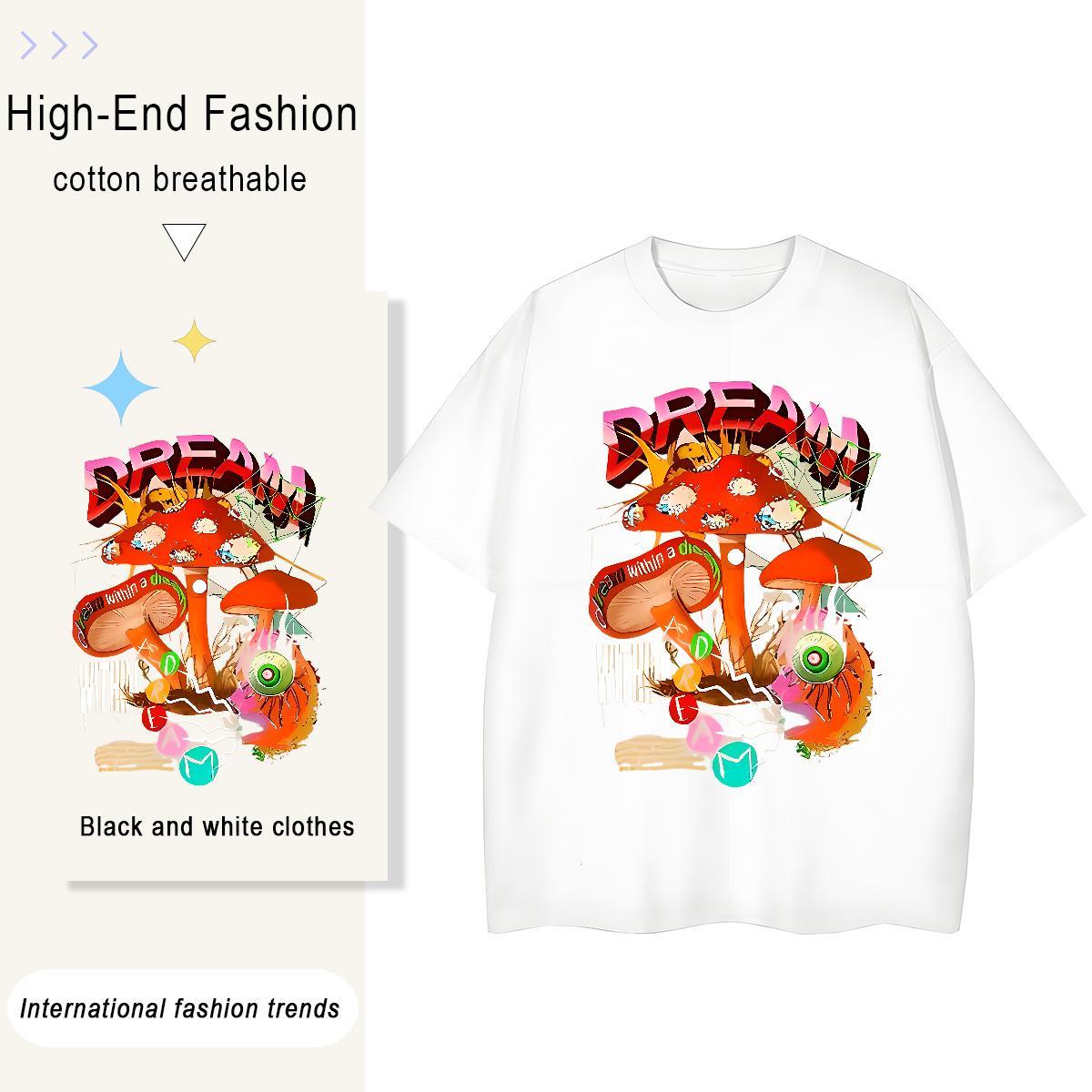 Brand Tshirts mushroom Daily Wear 230g 100% Cotton Top Tees Pure Cotton Designer Men T Shirts Custom Print Plus Size