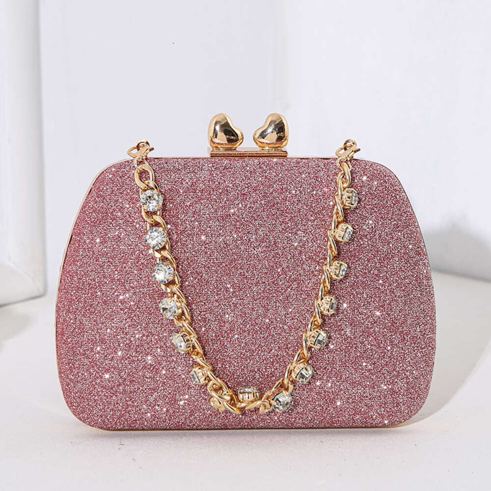 New Love Water Diamond Chain Crossbody Small Square Celebrity Banquet Handheld Bag