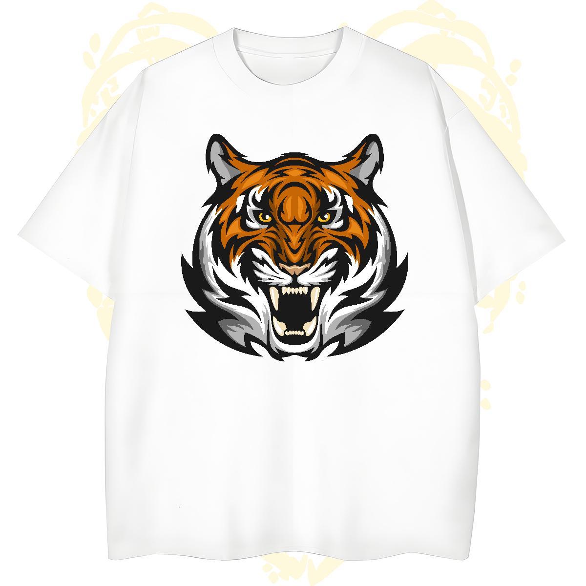 Comfortable T shirt tiger Breathable Crew Neck Street Wear Anime Print 230g 100% Cotton Couples T Shirts New Designer Polos