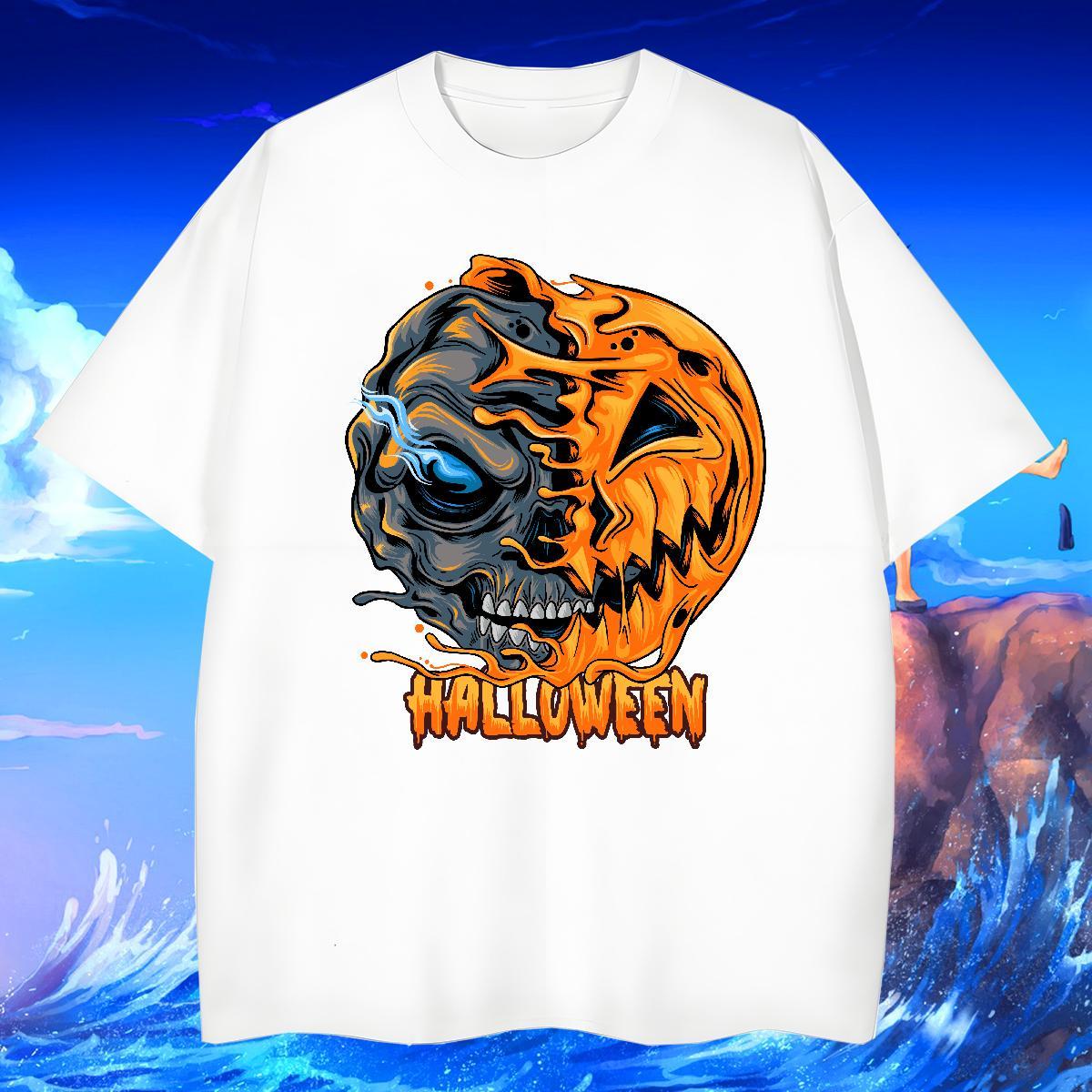 Custom Men Clothes T-Shirt pumpkin Casual Daily Wear 230g Pure Cotton Tops Tees O-Neck Short Sleeve Designer T-Shirts DIY Printed