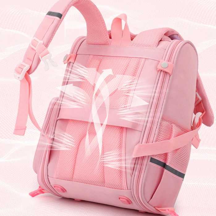 Trolley School Bag Boy Girl Kids Trolley Roller Bag Dinosaur Rabbit Preschool Wheeled Bags 6 Wheel Lightweight Backpack Y240820