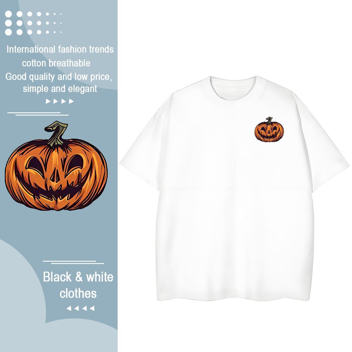 Fashion Men Tees halloween Sport 230g 100% Cotton Clothings O Neck Short Sleeves Soft T-Shirts for Men Floral Print