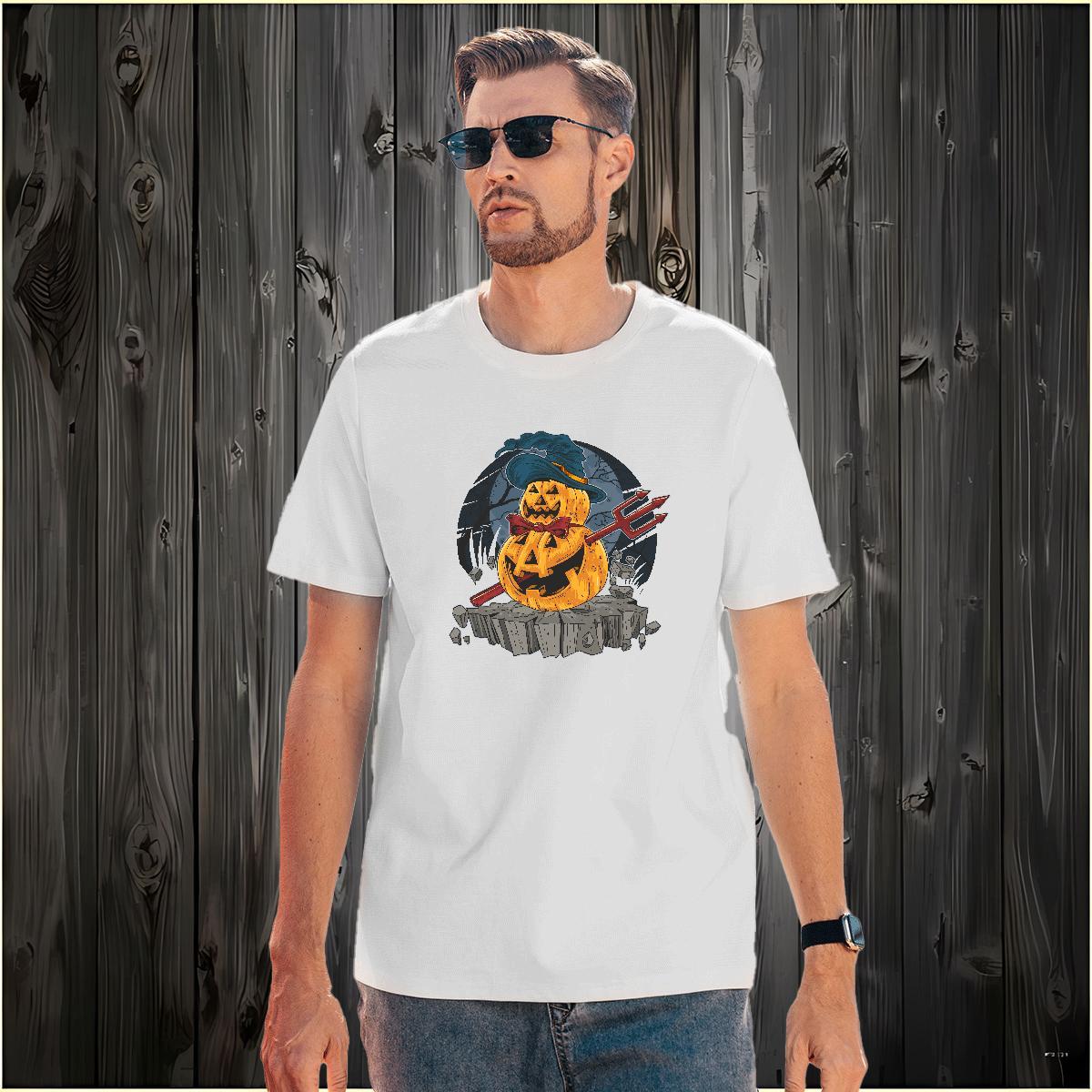 Comfortable T Shirts Men halloween O-Neck Short Sleeve Street Plus Size Cartoon 230g Cotton Tshirts 2024 DIY Clothings