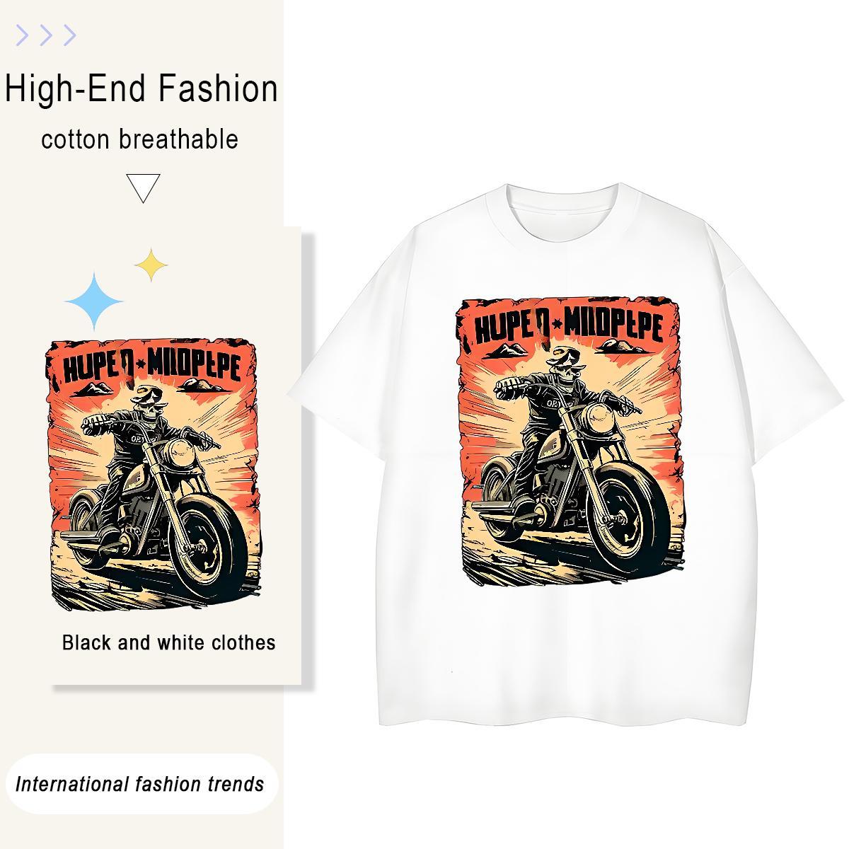 Brand Tshirts Street 230g 100% Cotton Anime Print O Neck Short Sleeves Motorcycle T Shirts Men Free Shipping Tops
