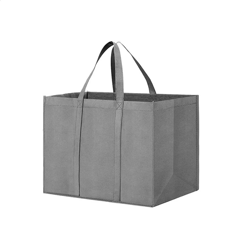 NonWoven Black And Gray Simple Foldable Portable EcoFriendly Large Capacity Reusable Grocery Duty Shopping Bags Handbag y240925