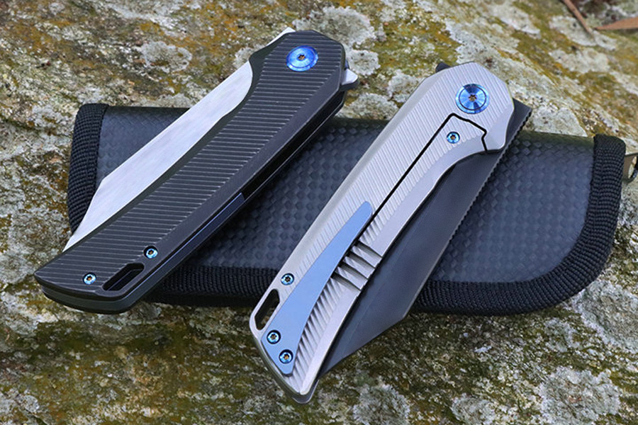 High End Flipper Folding Knife M390 Coating Blade CNC TC4 Titanium Alloy Handle Outdoor Ball Bearing EDC Pocket Folder Knives